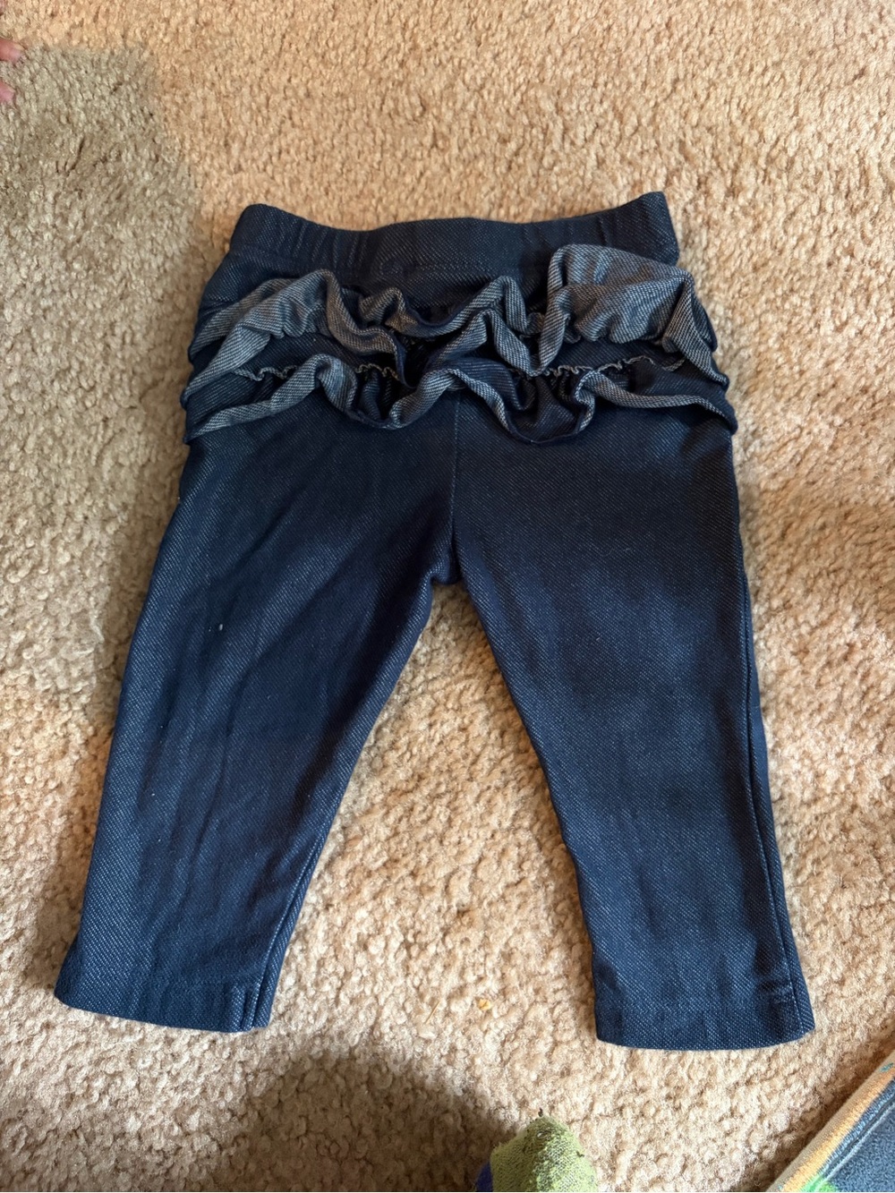Girls Navy Ruffle Leggings